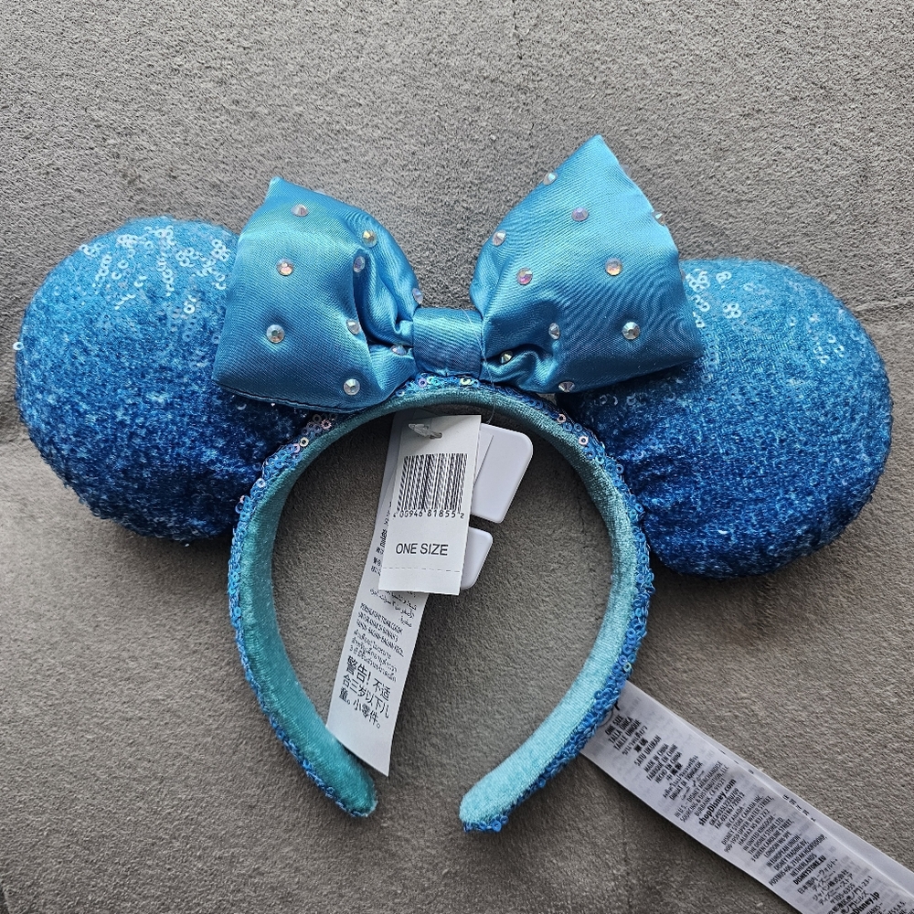 Disney Aqua Blue Sparkle Mickey Minnie Ears